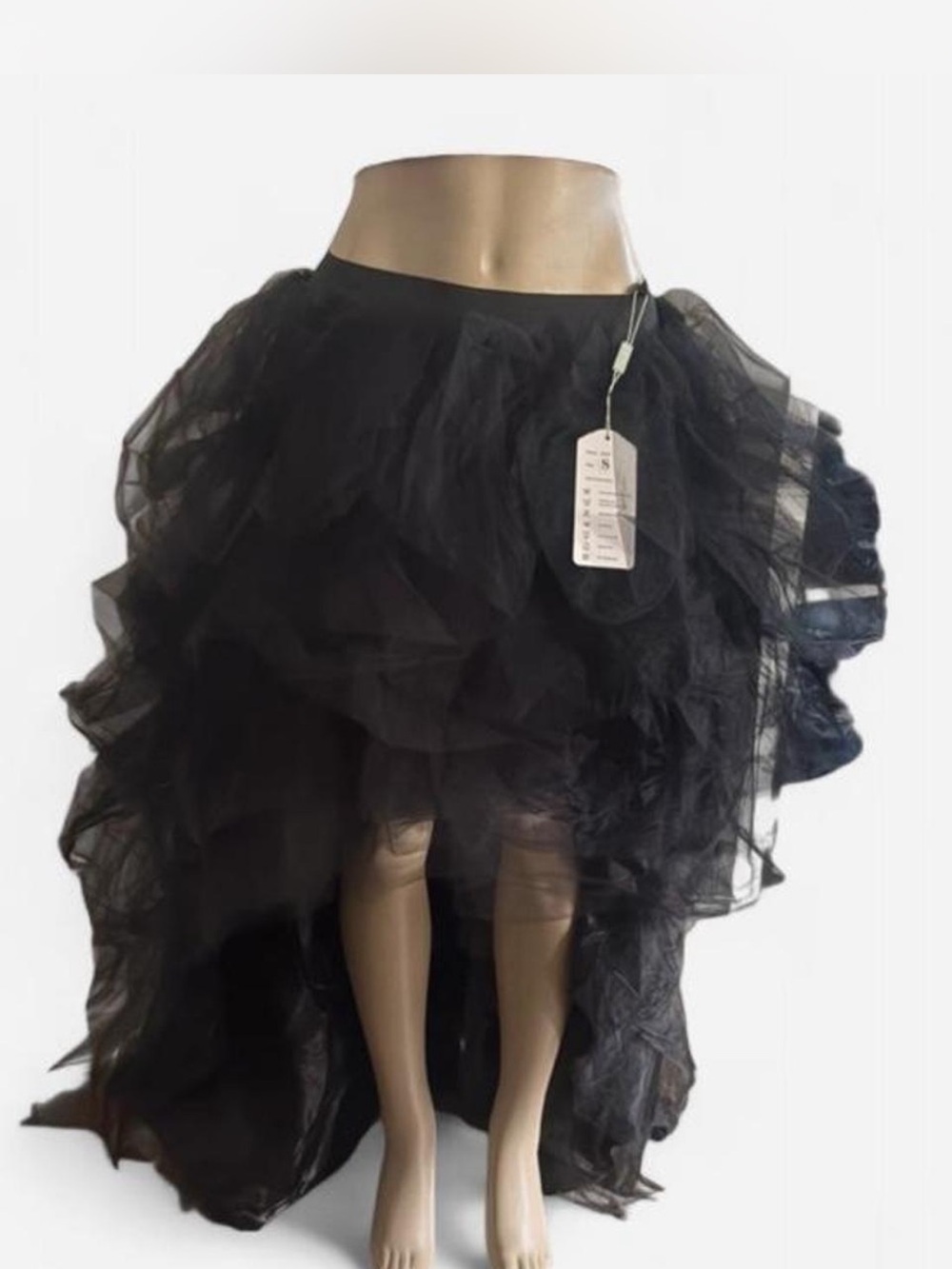 Women's Black High-Low Layered Tulle Skirt